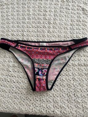 Eidon Pink Multi-Pattern Bikini Bottom with Black Trim